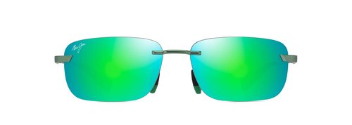 Maui Jim Lanakila Rectangle Sunglasses, Matte Trans Green/Mauigreen Polarized, Large