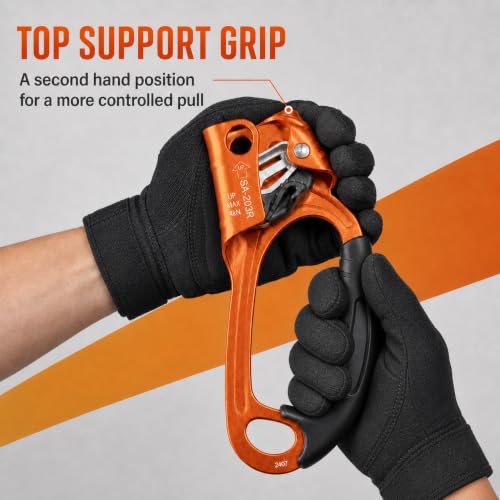 Right Hand Orange Hand Ascender Rope Clamp Climbing Gear CE UIAA Certified