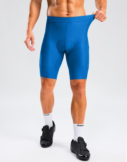 Bikewa Men's Bike Shorts 4D Padded Cycling Shorts for Men Road Riding Biking Bicycle Zipper Pockets(Blue,L)