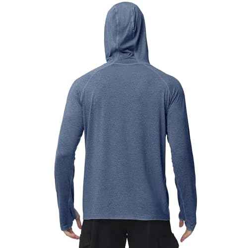 Roadbox Mens UPF 50+ Fishing Shirts, Long Sleeve UV Sun Hoodie, Hiking Running Swim Athletic Workout Shirt