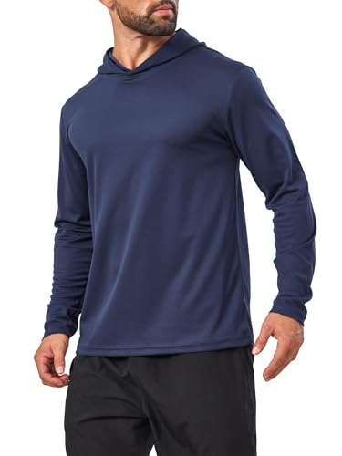 Sun Protection Hoodie for Men UV Long Sleeve Shirt X-Large - Navy/Wine/Olive/Black/Grey