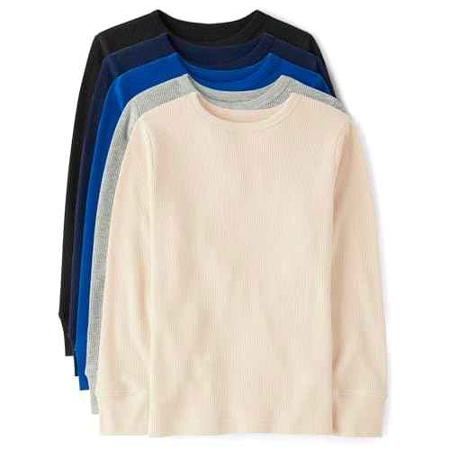 The Children's Place Boys' Long Sleeve Thermal Henley Shirts 5-Pack