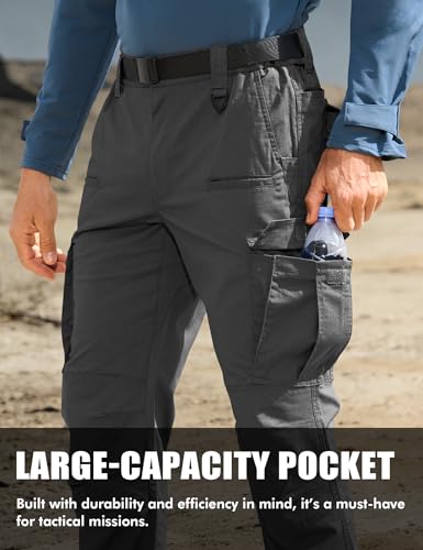 Men's Waterproof Cargo Tactical Pants - Stretch Ripstop Workwear for Outdoor & Hunting