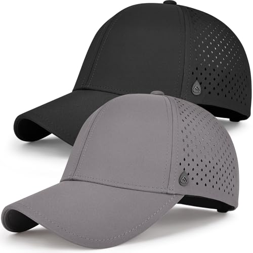 Breathable Mesh Baseball Cap for Men Women - Quick Dry Adjustable Sport Hat - Black & Gray, Large-X-Large