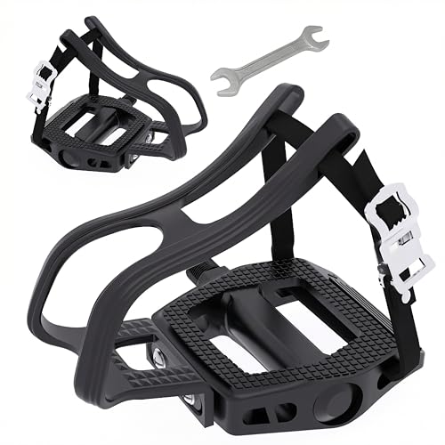 Bike Pedals with Toe Cages for Regular or Clipless Shoes 9/16"