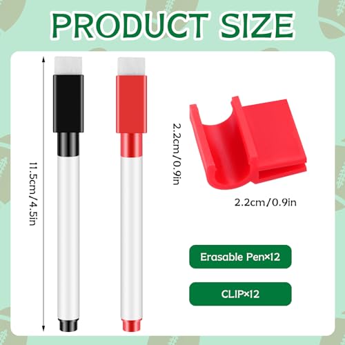 Magnetic Dry Erase Markers for Coaches Clipboards - 12 Pack