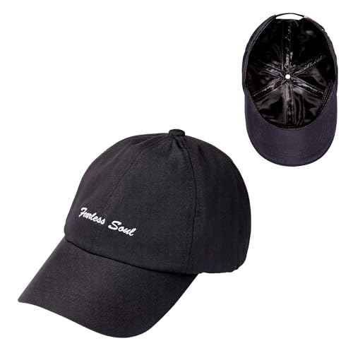Red by Kiss Satin-Lined Baseball Cap, Comfortable Fit Adjustable Hat, Hair Protection Unique Designs