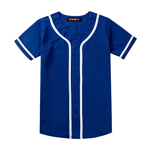 Women's Baseball Jersey Softball Button-Down Shirt - Medium Blue
