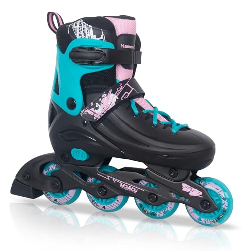Adjustable Inline Skates for Kids & Adults with Light-Up Wheels - Teal Pink XL