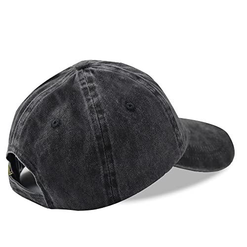 Dogfather Hat - Embroidered Black Distressed Cotton Adjustable Baseball Cap for Men Dad - One Size