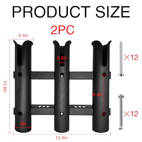 Wall Mounted Fishing Rod Holder Rack for 3 Poles Boat Truck Garage Black