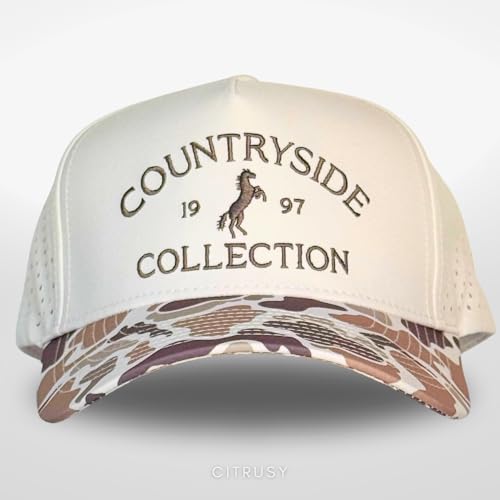Citrusy Athletic Trucker Golf Hat - Countryside Camo Performance 5 Panel Cap