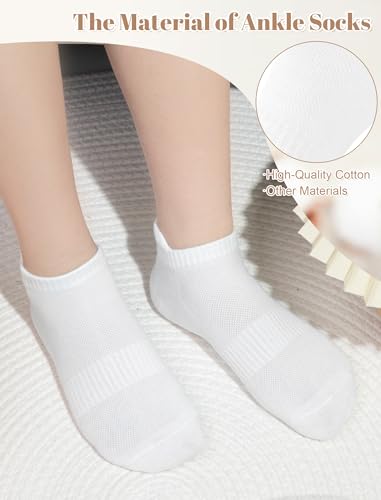 Justay 10 Pairs Women's Ankle Socks - All White, Low Cut Athletic Running Socks