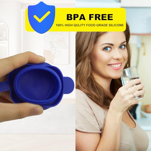 6PCS 3 and 5 Gallon Water Jug Cap, Silicone Replacement Gallon Caps for 55mm Standard Bottle and Water Dispensers- Non-Spill Lids for 3&5 Gallon Cover Jug water caps