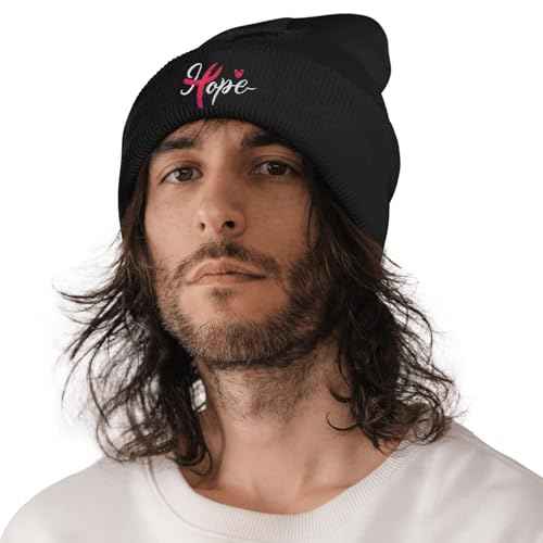 Faith, Jesus Fish Embroidery Beanie Hat for Men Women Winter Knit Cuffed Warm Stretch Skull Knit Hats Cap Black