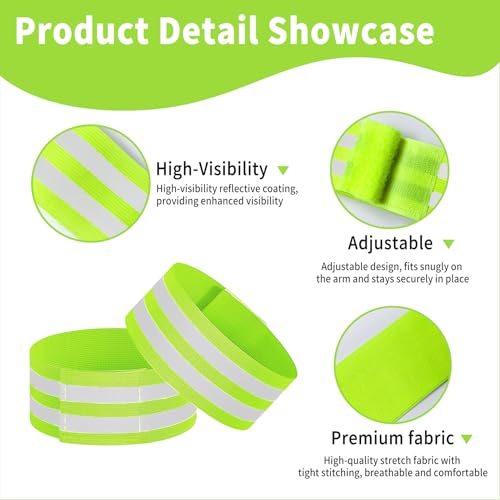 VVS 4 Pack of High Visibility Reflective Bands Wristbands for Cycling Running Arm Wrist Ankle Bands Leg Straps and as Bike Pants Cuff Clip