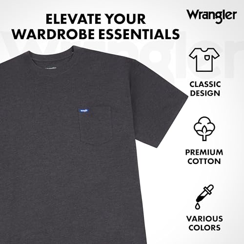 Wrangler Big and Tall Men's 2 Pack Cotton T-Shirts with Chest Pocket - 3X Tall/Navy/Carbon Heather