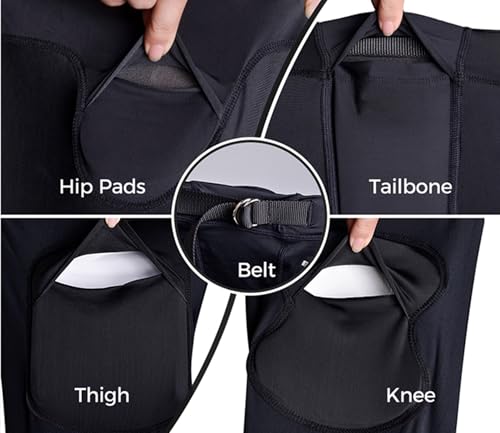 Youth Football Pants with 7 Pads - Black, Medium, Integrated Protective Gear