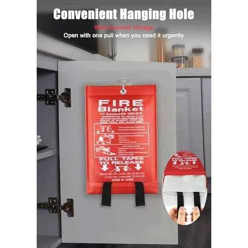Fire Blanket Emergency for Home and Kitchen, 40" x 40", Fiberglass Suppression Fire Retardant Blankets for Office, Car, Warehouse, Fireplace, Grill Safety (2 Pack)