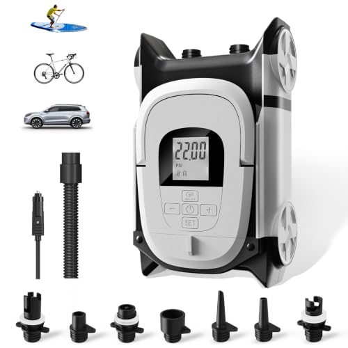 GICLE Electric Paddle Board Pump - 12V DC SUP Inflator with Grey Nozzles