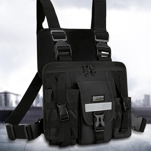LUITON Radio Chest Harness with Reflective Strips Shoulder Holster Radio Vest Holder Two Way Radio Vest Rig Walkie Talkie Case
