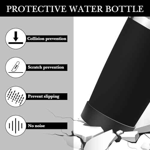 Linkidea Water Bottle Boot Compatible with YETI Rambler Tumbler 20oz/30oz, Travel Mug 20oz/30oz, Silicone Anti-Slip Water Bottle Bottom Sleeve Cover Protector (Black / 2 Pack)