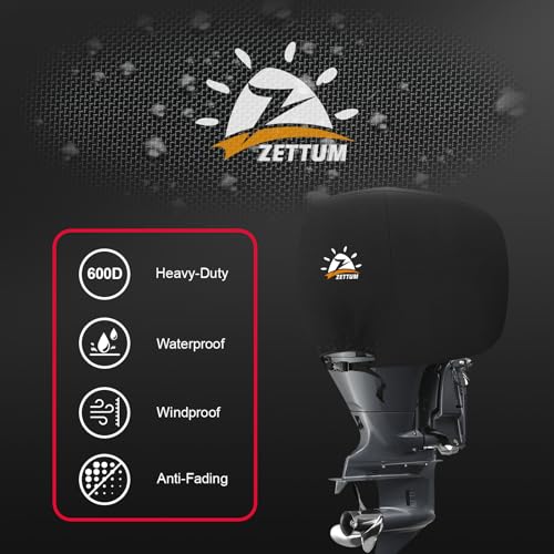 Outboard Motor Cover Waterproof Heavy Duty for 25 HP Motor - Black