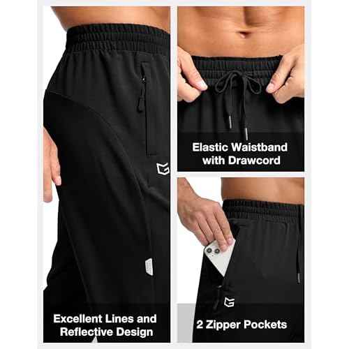 G Gradual Men's Joggers with Zipper Pockets Lightweight Athletic Workout Pants Quick Dry Sweatpants for Men Running Hiking