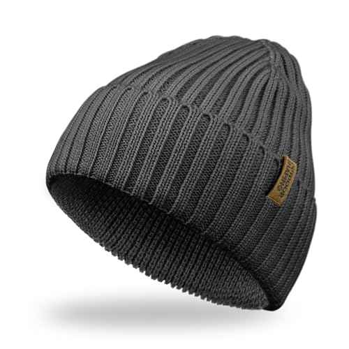 OUTDOOR SHAPING Merino Wool Beanie for Men & Women, Unisex Daily Cuffed Plain Knit Hat, Soft Warm Winter Hat