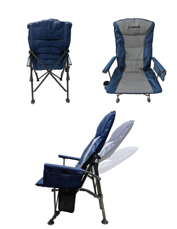 ExtremeHEAT Heated Camping Chair | Water-Resistant Heated Outdoor Chair with 3 Heat Settings | Folding Heated Chair for Outdoor Sports, Camping, and More | Battery Not Included