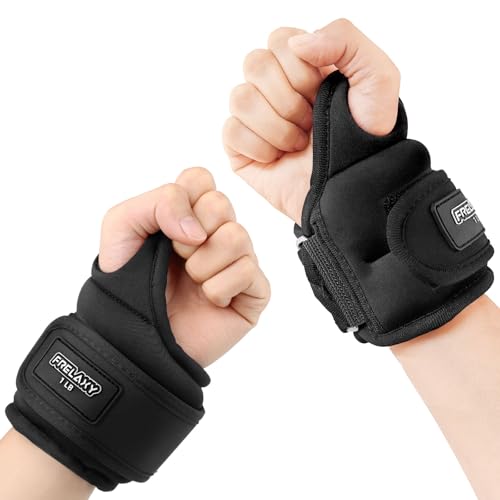 Wrist Weights with Thumb Loops - Black, 1 lb Pair for Fitness & Exercise