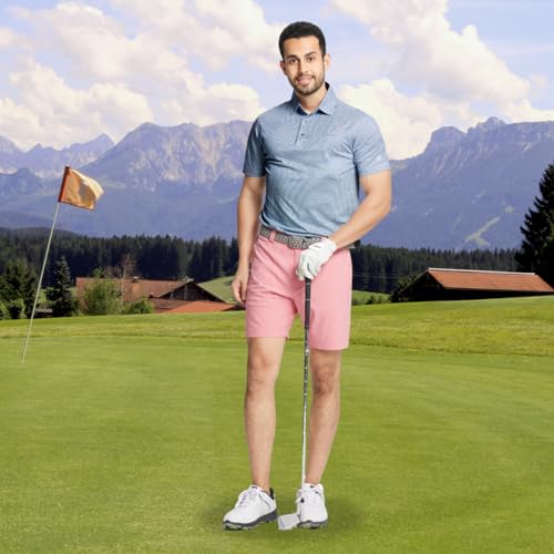 Men's Light Blue Large Golf Polo Shirt - Dry Fit Sports Jacquard Performance