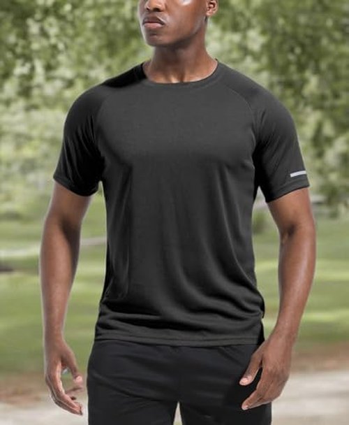 Men's 3 Pack Workout Shirts Dry Fit Crew Neck T Shirts Athletic Running Gym Mesh Short Sleeve Tee Tops Black/Grey/Dark Grey-3P11-M
