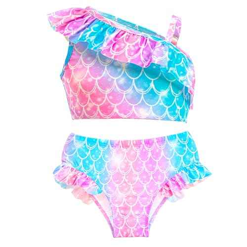 GALLDEALS Girls Swimsuit 3 Piece Bathing Suits Flounce Ruffle Tankini Set Beach Swimwear with Cover Ups Skirt for 3-10 Years