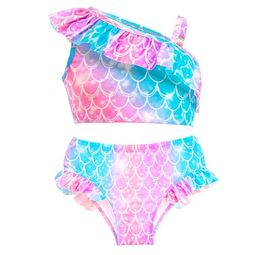 GALLDEALS Girls Swimsuit 3 Piece Bathing Suits Flounce Ruffle Tankini Set Beach Swimwear with Cover Ups Skirt for 3-10 Years