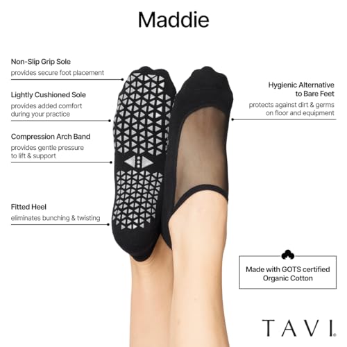 Pilates Socks with Grips for Women - Non-Slip Ebony Small
