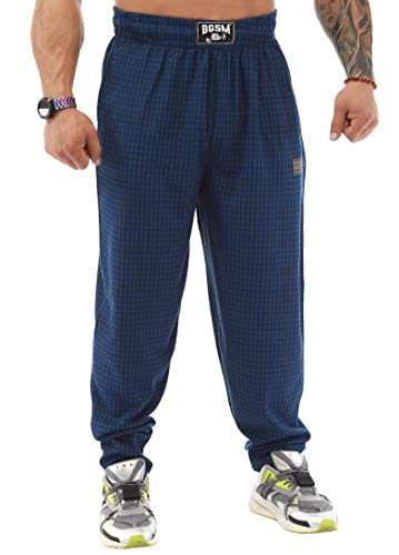 Men's Loose Fit Cotton Sweatpants with Pockets - Medium Blue