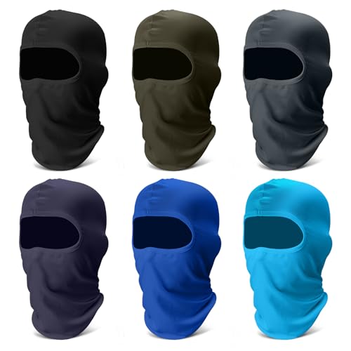 Fivali 6 Pack Multicolor Dark Balaclava Ski Masks - Windproof Breathable Full Head Cover