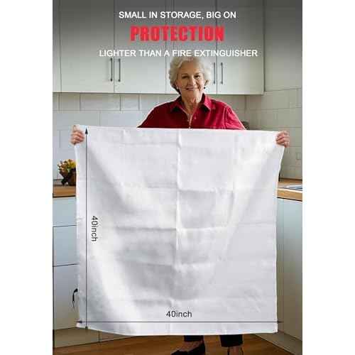 Fire Blanket Emergency for Home and Kitchen, 40" x 40", Fiberglass Suppression Fire Retardant Blankets for Office, Car, Warehouse, Fireplace, Grill Safety (2 Pack)