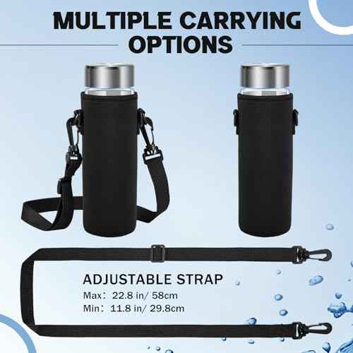 Water Bottle Holder Water Bottle Bag Carrier Neoprene Portable Sling Bag Cover Sleeve Case with Strap for Hiking(Black)