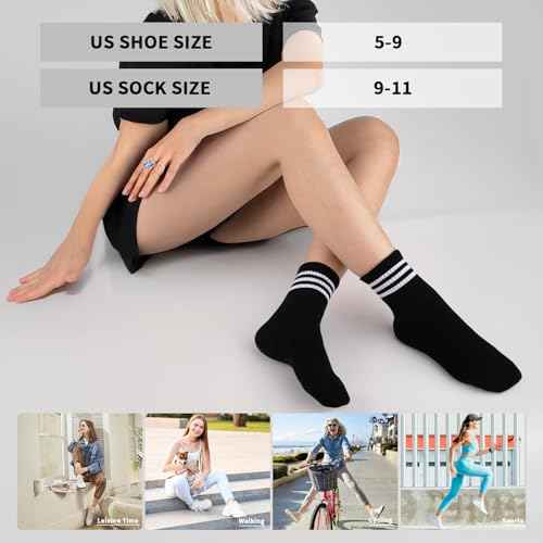 Heatuff Womens Ankle Quarter Socks Cotton Striped Athletic Casual Mini Crew Socks for Women (5 Pairs)