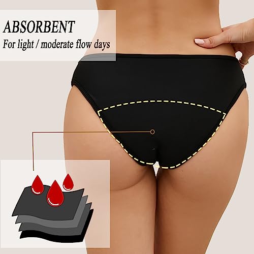 Leoparts Leakproof Low Rise Bikini Bottoms for Teen Girls & Women - Small / Black