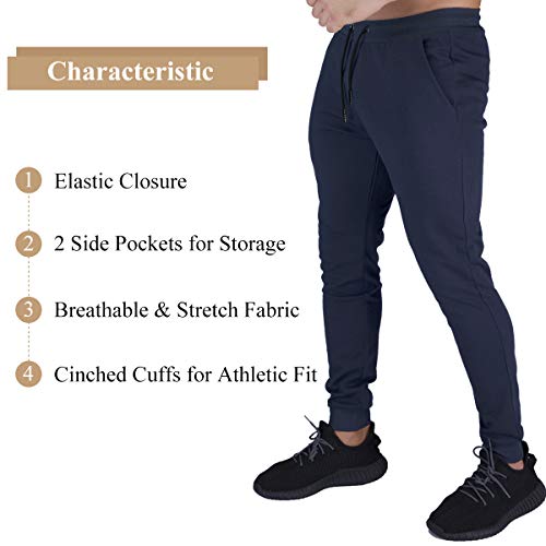 Men's Slim Tapered Jogger Pants - Navy, XX-Large Athletic Sweatpants