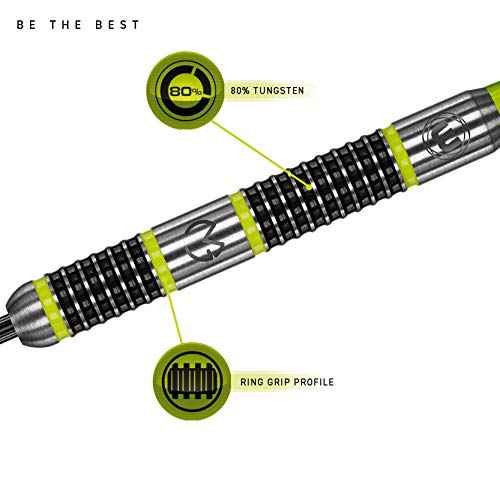 WINMAU Michael Van Gerwen MvG Aspire Tungsten Steeltip Darts Set with Prism Flights and Nylon Shafts (Stems)