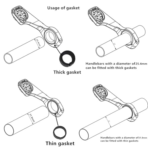 4 Pack Bicycle Handlebar Washer Rings for Garmin XOSS GPS - 25.4mm & 31.8mm