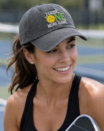 Pickleball Hat with Gift Box - Washed Adjustable Embroidered Baseball Cap - Black