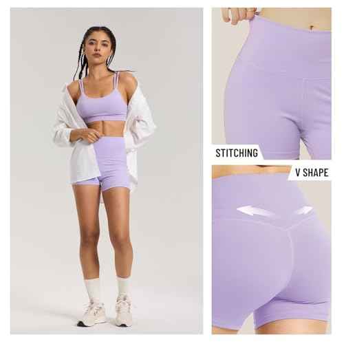 Women's 6" Gym Biker Shorts, Spandex Athletic Workout High Waisted Yoga Shorts