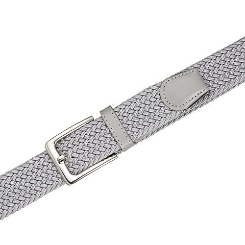 Elastic Braided Golf Belt for Men & Women 1 3/8 Inches Gray Medium Waist