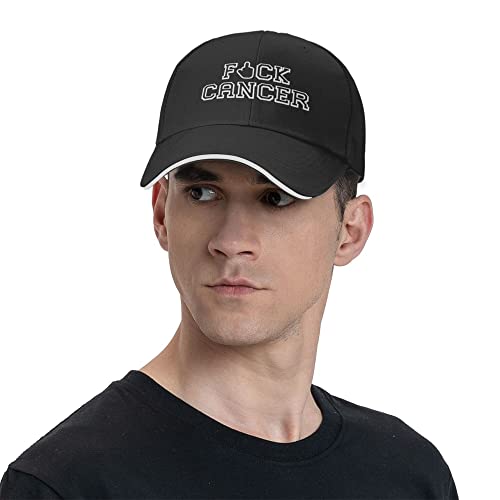 Adult Baseball Cap Fuck Cancer Custom Adjustable Sandwich Cap Black One Size