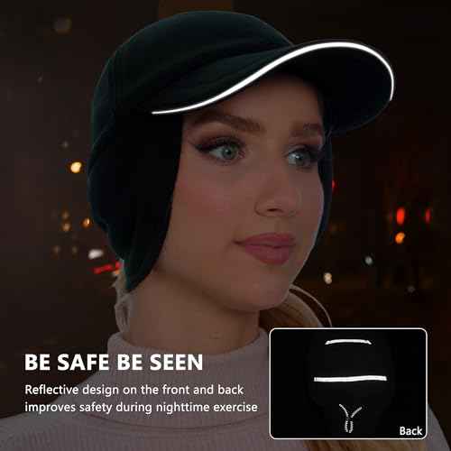 GADIEMKENSD Fleece Winter Hats for Women, Reflective Ponytail Hat with Drop Down Ear Flap